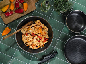 WOK- OG SAUTÉSETT MED AVTAGBART HÅNDTAK – 2 DELER - 2