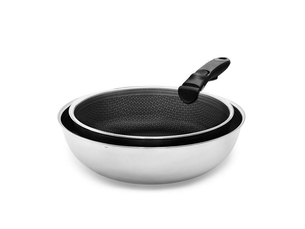 WOK- OG SAUTÉSETT MED AVTAGBART HÅNDTAK – 2 DELER - 1